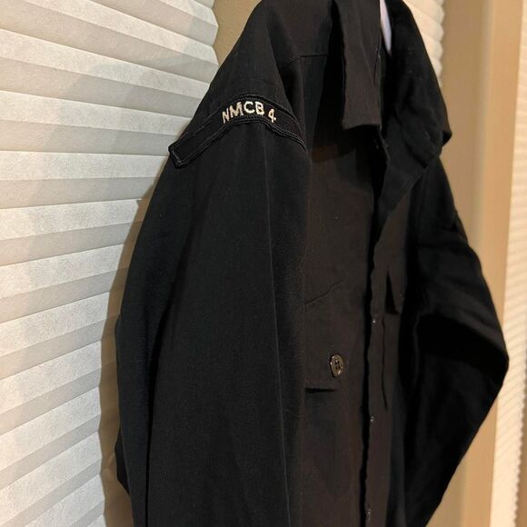 Vintage‎ US Navy Men's Black Dress Shirt Long Sleeve Official Uniform - Picture 4 of 6